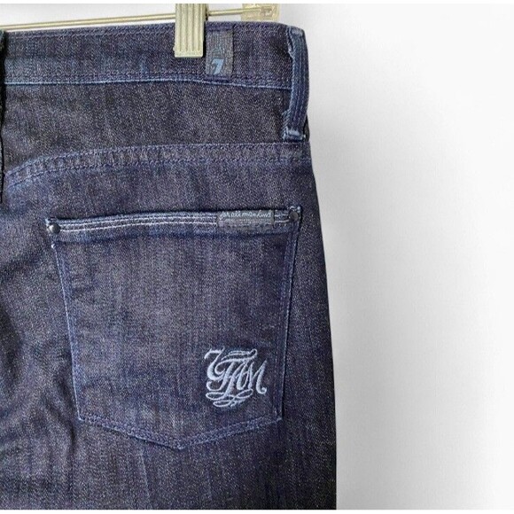 7 For All Mankind Bell Bottom Jeans 28 Dark Wash Flare Hemmed To 30” Inseam - Picture 6 of 9